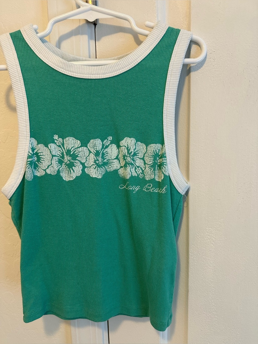 Hollister teen girls green tropical floral print tank top size XSmall NWOT